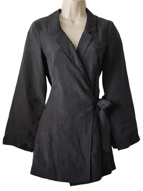 Zara Pants - Zara Trafaluc Lyocell Wrap Romper S Blazer Skort Mini Dress Jumpsuit Faded Black